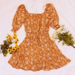Francesca's Marigold Floral Godet Dress